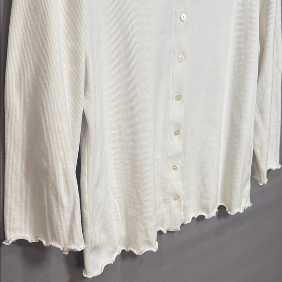Riley & Rae White Ribbed Cardigan Top XL Button Front Cropped - Picture 5 of 10
